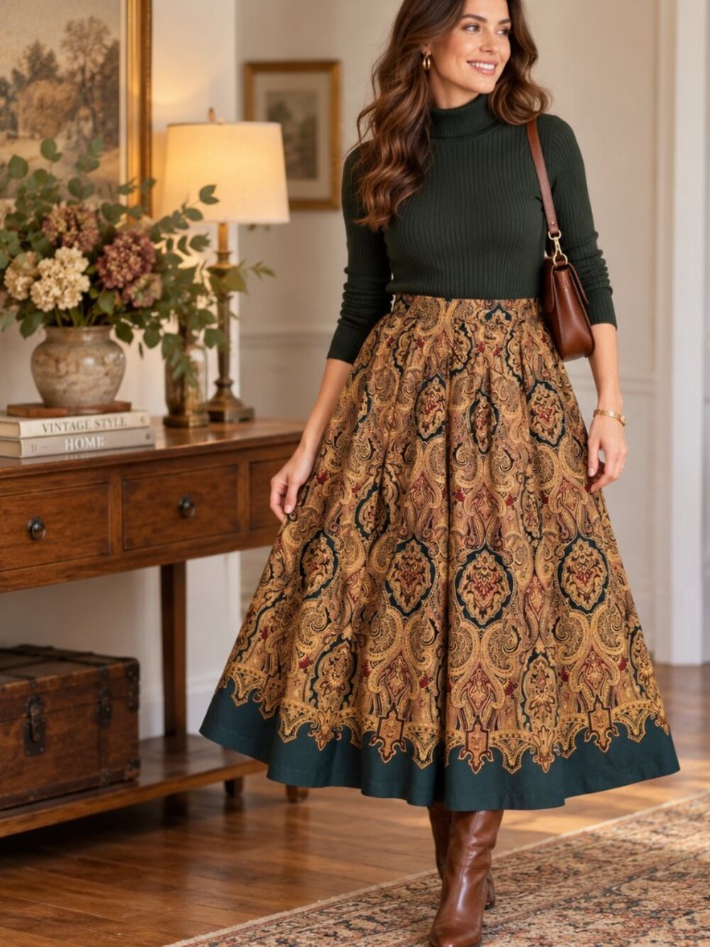 Vintage Koret Paisley Pleated Size 14 Skirt